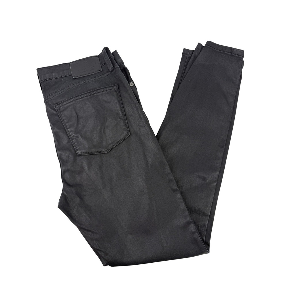 Lauren Ralph Lauren Black Coated Skinny Jeans Womens Denim Pants Waxed Old Money